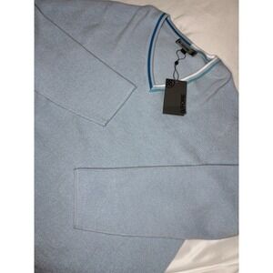 G/Fore G4 Waffle‎ Knit V Neck Baja Blue Golf Sweater 100% Wool Men's XL NWT $295